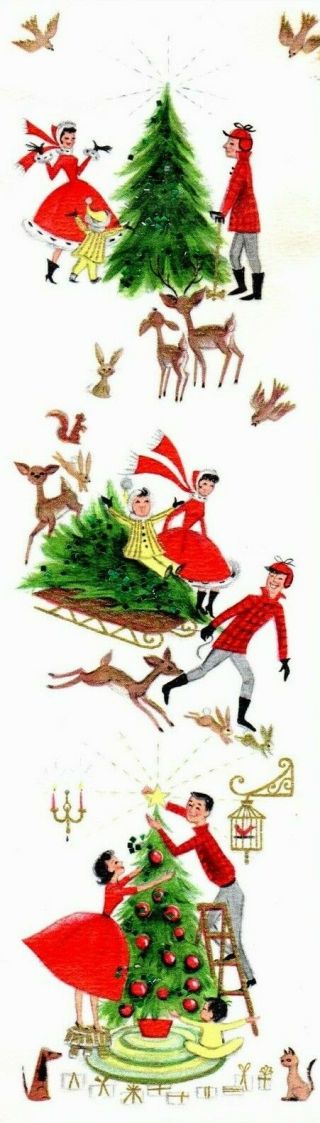Hallmark Happy Family Man Girl Deer Reindeer Vtg Christmas Greeting Card