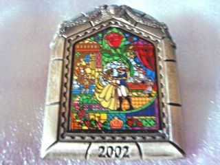 Beauty & The Beast Stained Glass Le 3000 Dvd Disney Pin 2002