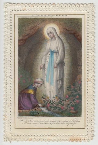 Our Lady Of Lourdes Old Antique Lace Holy Card Edit By Bonamy