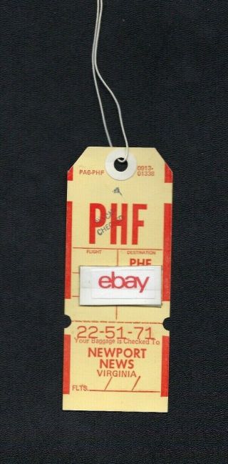 Piedmont Airlines Luggage Tag Phf Newport News Virginia