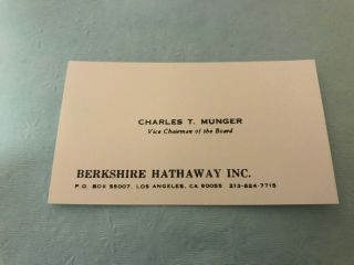Charles Charlie Munger Berkshire Hathaway Business Card Warren Buffet