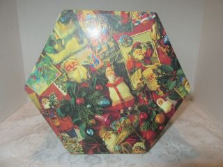 Many Faces Of Santa Themed Decoupage Gift Boxed Ornaments Set Of 14