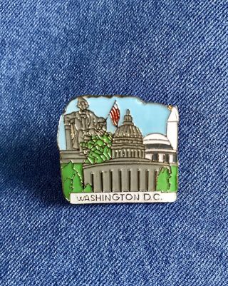 Washington Dc Vintage Souvenir Enamel Pin/tie Tack Capitol,  Lincoln Memorial