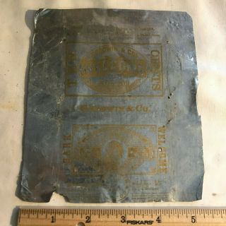 Antique Goodwin Welcome Ten Cents Chewing Tobacco Tin Foil Wrapper Water St Ny