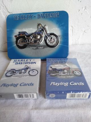 Harley Davidson Playing Cards & Metal Case/ Collectible & Ready To Use