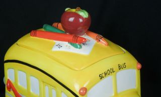 Vintage Ceramic School Bus Cookie Jar / Canister - Teacher Gift Hand Painted – E 2