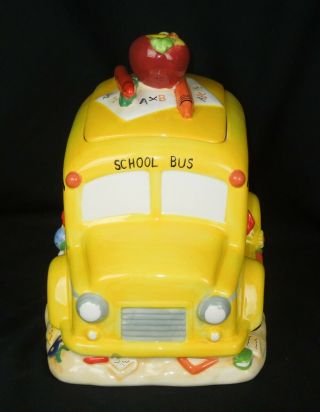 Vintage Ceramic School Bus Cookie Jar / Canister - Teacher Gift Hand Painted – E 4