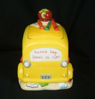 Vintage Ceramic School Bus Cookie Jar / Canister - Teacher Gift Hand Painted – E 6