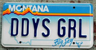 Montana Big Sky Buffalo Skull Vanity License Plate " Ddys Grl " Daddy 
