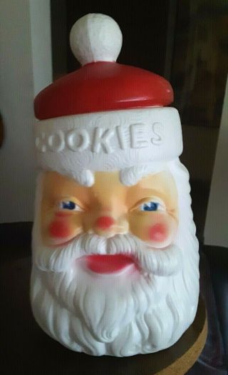 Vintage 1973 Christmas Empire Plastics Blow - Mold Santa Claus Cookie Jar