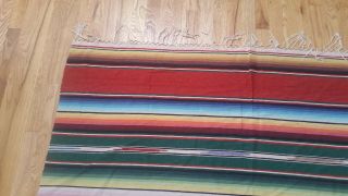 Antique VTG MEXICAN SALTILLO WOOL Blanket Serape Diamond Fringe 98 x 59 Folk Art 2