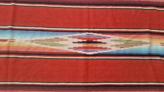 Antique VTG MEXICAN SALTILLO WOOL Blanket Serape Diamond Fringe 98 x 59 Folk Art 6