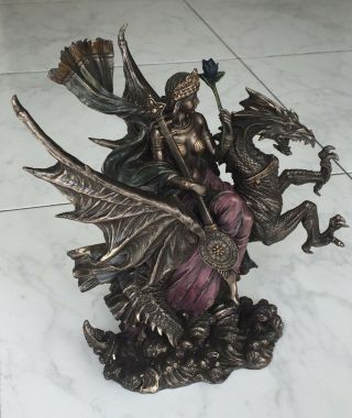 La Peri Riding Dragon Statue - Persian Goddess