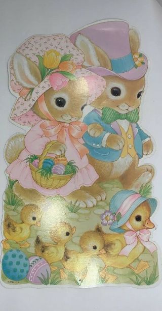 Easter Bunny Die Cut Decoration Bunnies Chicks Eggs Basket Large Cardboard