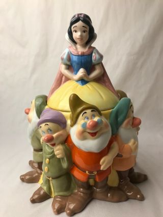 Walt Disney Snow White & The Seven Dwarfs Porcelain Cookie Jar 10 " H Disneyana