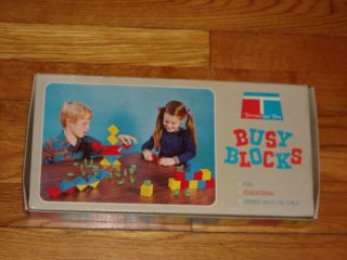 1971 Tuppertoys Tupperware Busy Blocks With Figures And Box Complete
