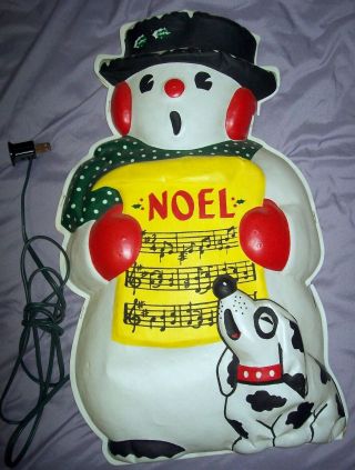 Rare Noma Snowman With Dog Lighted Christmas Decoration