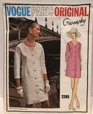Vintage Vogue Paris Givenchy Dress 2285 Sewing Pattern Sizes 12 - 40