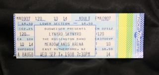 9/7/1988 Lynyrd Skynyrd @ Meadowlands Arena Ticket Stub -