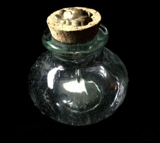 Small Bottle Decanter Manufactured In Spain For Sweet Antiques W/ Cork Stopper
