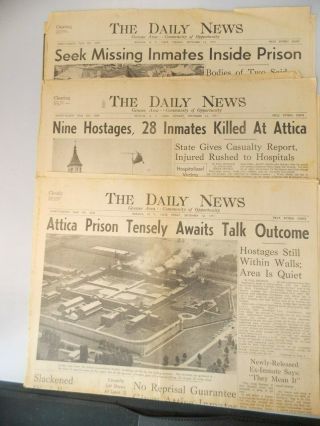 Batavia Ny " The Daily News " Newspaper - Attica Prison Sept 10,  13,  14,  1971
