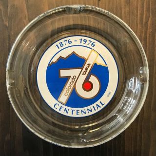 Vintage Colorado Centennial 1876 - 1976 Large Glass Ashtray 7 3/4” Colorado Usa