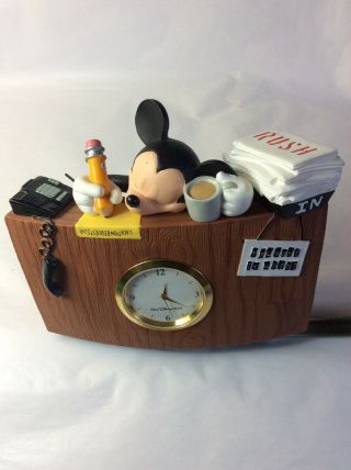 Walt Disney World Mickey Mouse Desk Clock Sleeping Resin Vacation Coffee Figure