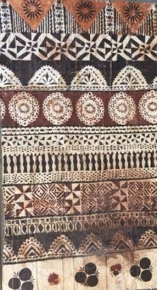 Polynesian/fijian Masi Tapa Bark Cloth - Large Size - 43.  5 X 23.  5 Inches