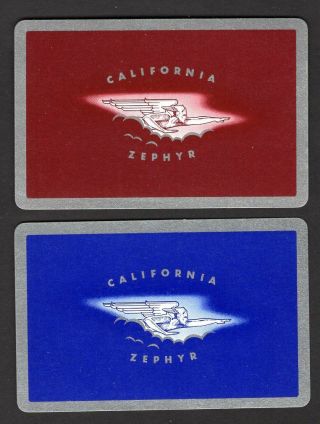 2 Single Swap Playing Cards Train Ads California Zephyr Logo Railroad Vintage Pr