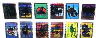 1994 Batman Forever Vending Machine Complete Set Of 12 Prism Stickers Rare