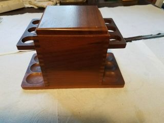 Vintage Wood Tobacco Pipe Stand With Storage Box Holds 6 Pipes