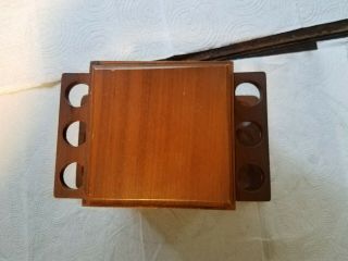 Vintage Wood Tobacco Pipe Stand with storage box Holds 6 Pipes 3