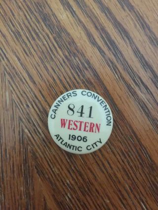 1906 Atlantic City Canners Convention Pin Whitehead Hoag Celluloid