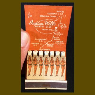 Rare Full Matchbook Feature Girlie Indian Wells Palm Springs Nudie Matches Nude