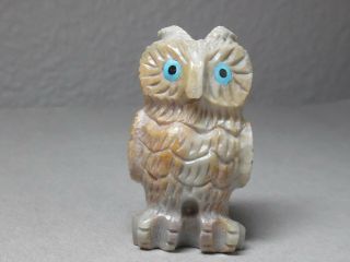 Zuni Fetish F - 2156 Picasso Marble Horned Owl By Christine Banteah