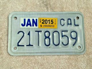 Ca California Cali Motorcycle License Tag Plate 21t8059 Man Cave 2000 Era