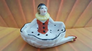 Terrific Art Deco 1920’s Style " Pierrette " Clown Pin Cushion Doll Pin Dish