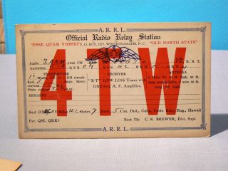 1925 Ham Radio Qsl Card - 4tw,  Winston - Salem,  Nc