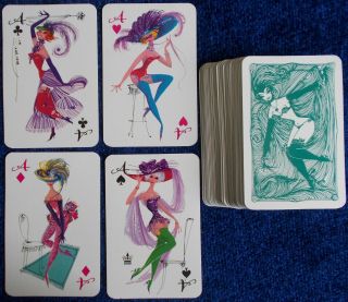 Vintage Playing Cards Pin Up Glamour Altenburg " Cherie " 52/52 C.  1960s