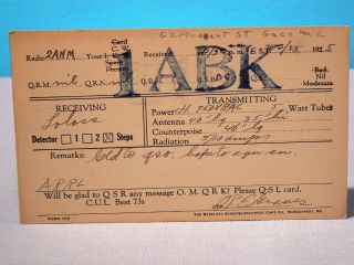 1925 Ham Radio Qsl Card - 1abk,  Saco,  Me
