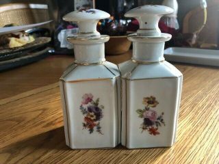 2 Vintage Vanity Perfume Bottles Erphila Porcelain Germany W/ Stoppers