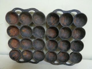 Antique Cast Iron Gem Pans 10 " Mark F/o
