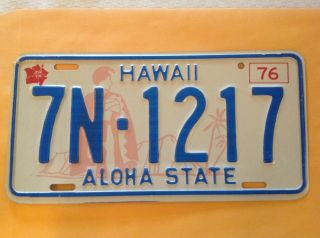 Hawaii Aloha State 1976 License Plate