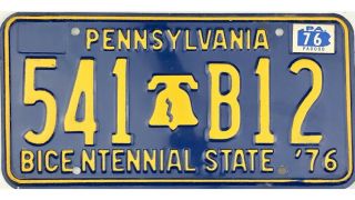 99 Cent 1976 Pennsylvania Bicentennial License Plate 541 - B12