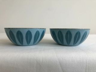 Cathrineholm Enamel Blue Lotus Bowls.  Set Of 2 Norway.  4 Inches