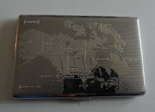 Vintage " Map Of Canada " Cigarette Case In Very Good Cond.  Ma42
