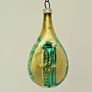 Vintage German Blown Glass Mandolin Christmas Ornament Blue
