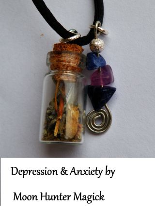 Anti - Depression Anti - Anxiety Charm Necklace Talisman Amulet Crystal Healing