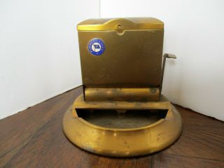 Vintage Brass Mechanical Cigarette Dispenser - - Furness Cruise Line Emblem