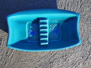 Vintage Maddux Of California Teal Blue Ceramic Pottery Ashtray 707
